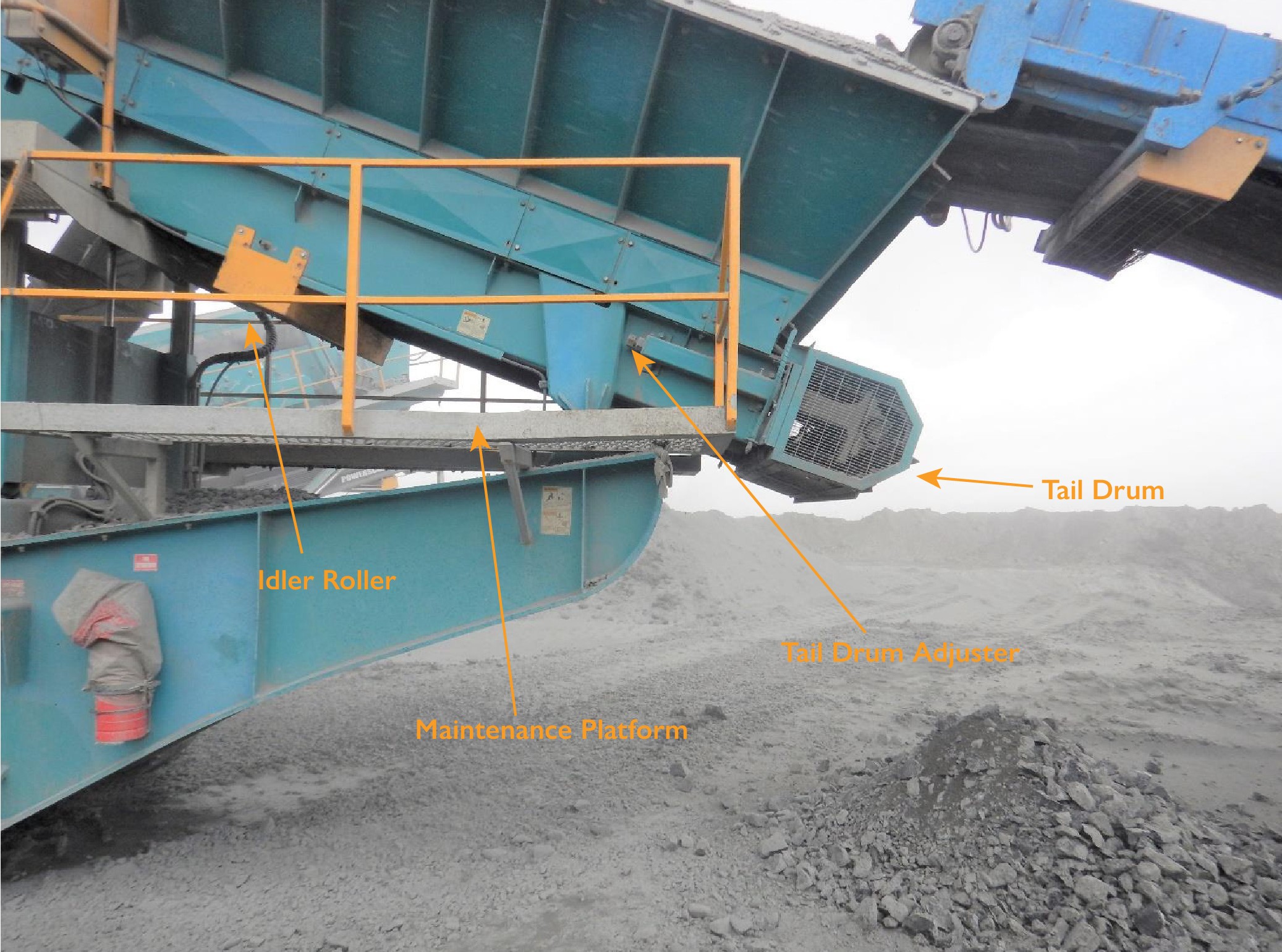Photo shows detail of conveyor belt where workers was injured