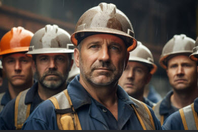 group of miners wearing hard hats